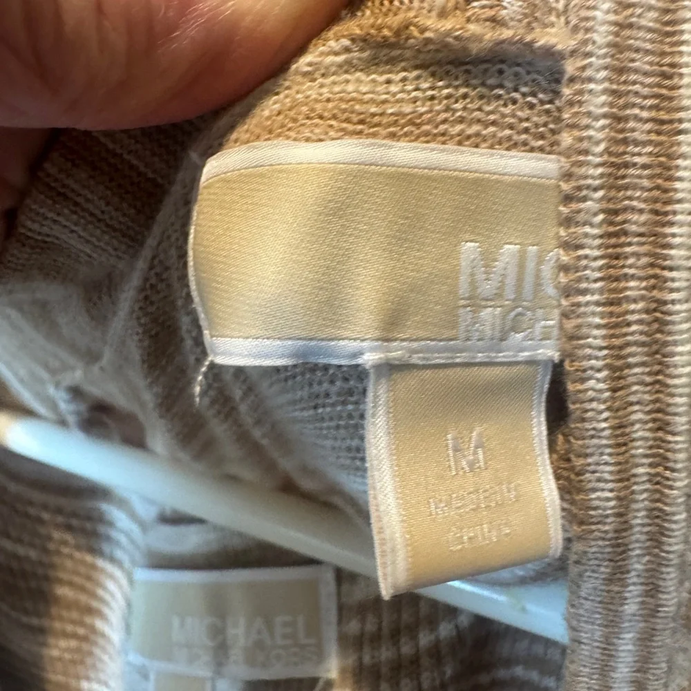 Michael Kors Beige Striped Women's‎ Sweater Set (Medium)